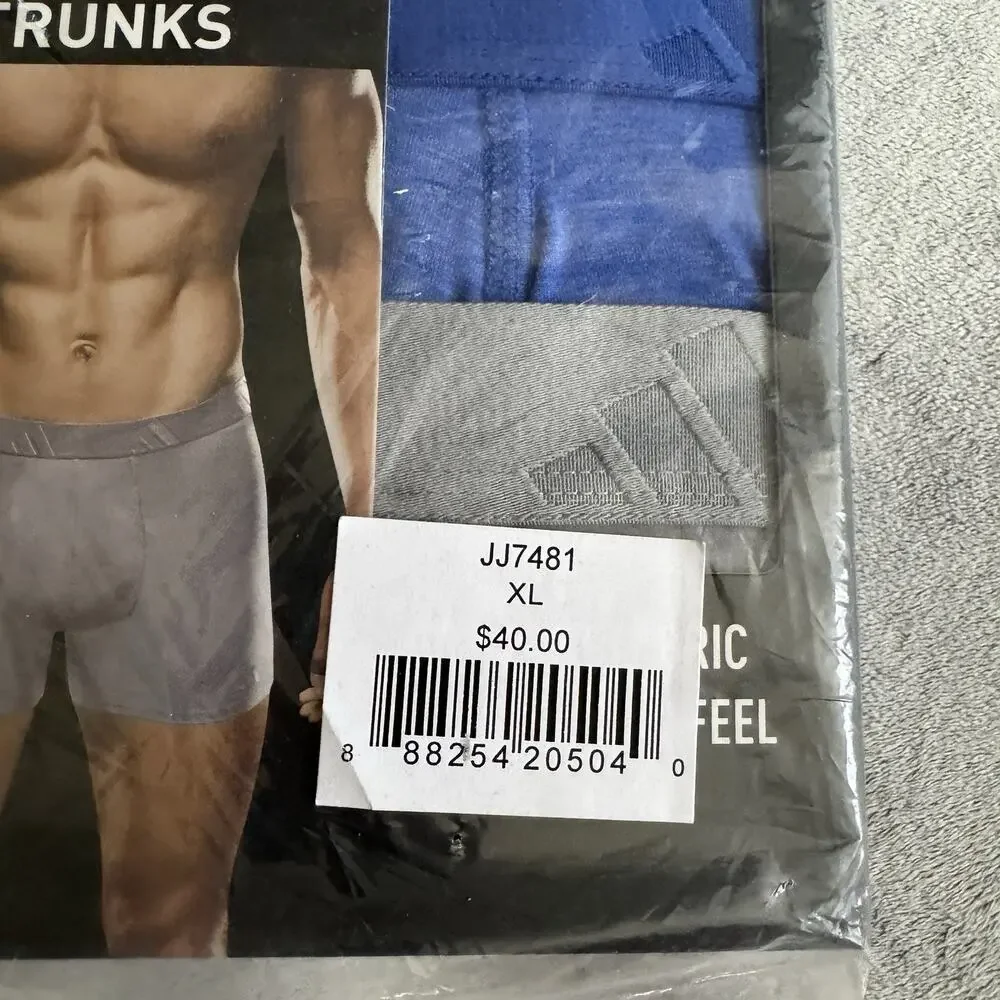 Adidas Men’s Luxe Comfort Trunks XL 3 Pack Blue Gray Soft Stretch Fabric JJ7481‎